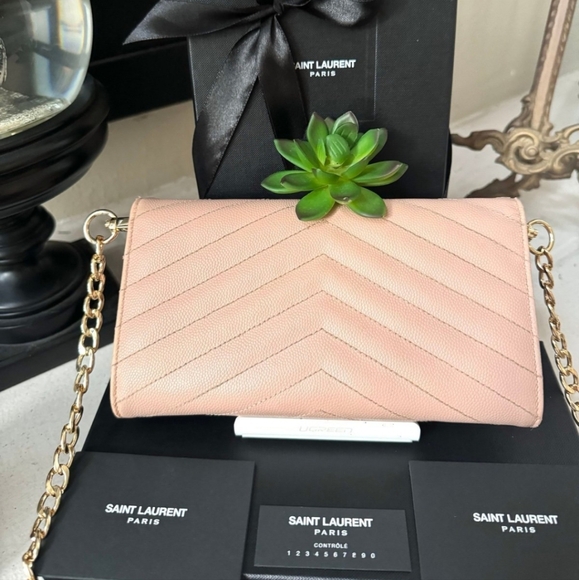 Saint Laurent YSL Cassandre Matelasse Long Flap Wallet w/Chain - Picture 6 of 12